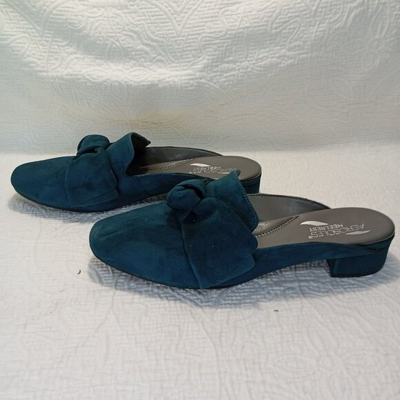 Aerosoles Heelrest Teal Suede Bow Slip-On Mules Size 9 Womens - Picture 5 of 9
